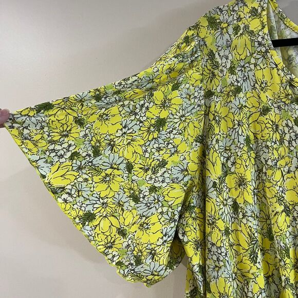 ModCloth Yellow Floral Smocked Midi Dress size 4X - Picture 3 of 6